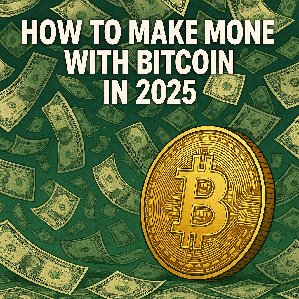 Bitcoin mining profits blog thumbnail - raining money and BTC coin